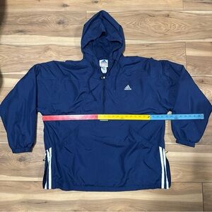 VINTAGE Adidas Jacket Mens 2 XL Anorak Hooded Windbreaker 3 Stripes Mesh Y2K 90s